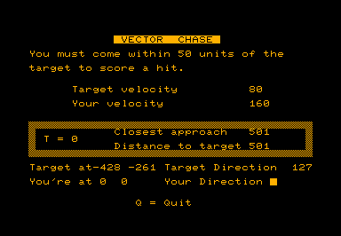 Vector Chase game screenshot for Commodore PET